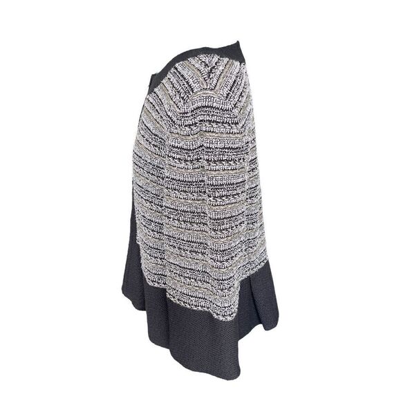 NWOT ST. JOHN BLACK LABEL Black and White Knit Full Zip Wool Blend Tweed Pleated - Picture 2 of 7